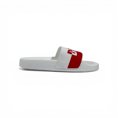 🔴⚪ Diesel Slides – White & Red Logo Edition 🔥🩴
