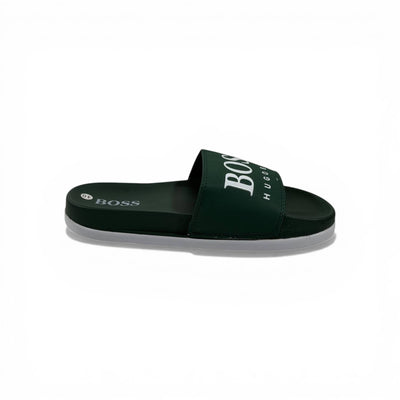 🟢🔥 Hugo Boss Slides – Forest Green Signature Edition 💎🩴