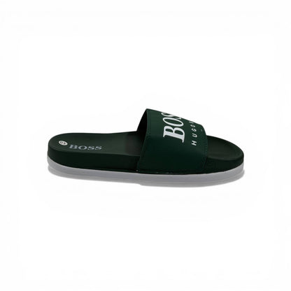 🟢🔥 Hugo Boss Slides – Forest Green Signature Edition 💎🩴