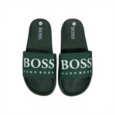 🟢🔥 Hugo Boss Slides – Forest Green Signature Edition 💎🩴
