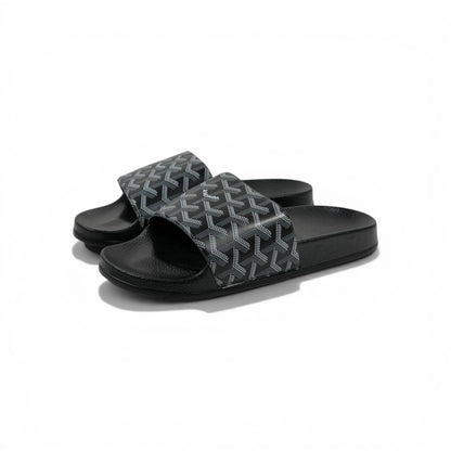 🖤✨ Goyard Pattern Slides – Monogram Luxury Edition 🔥🩴