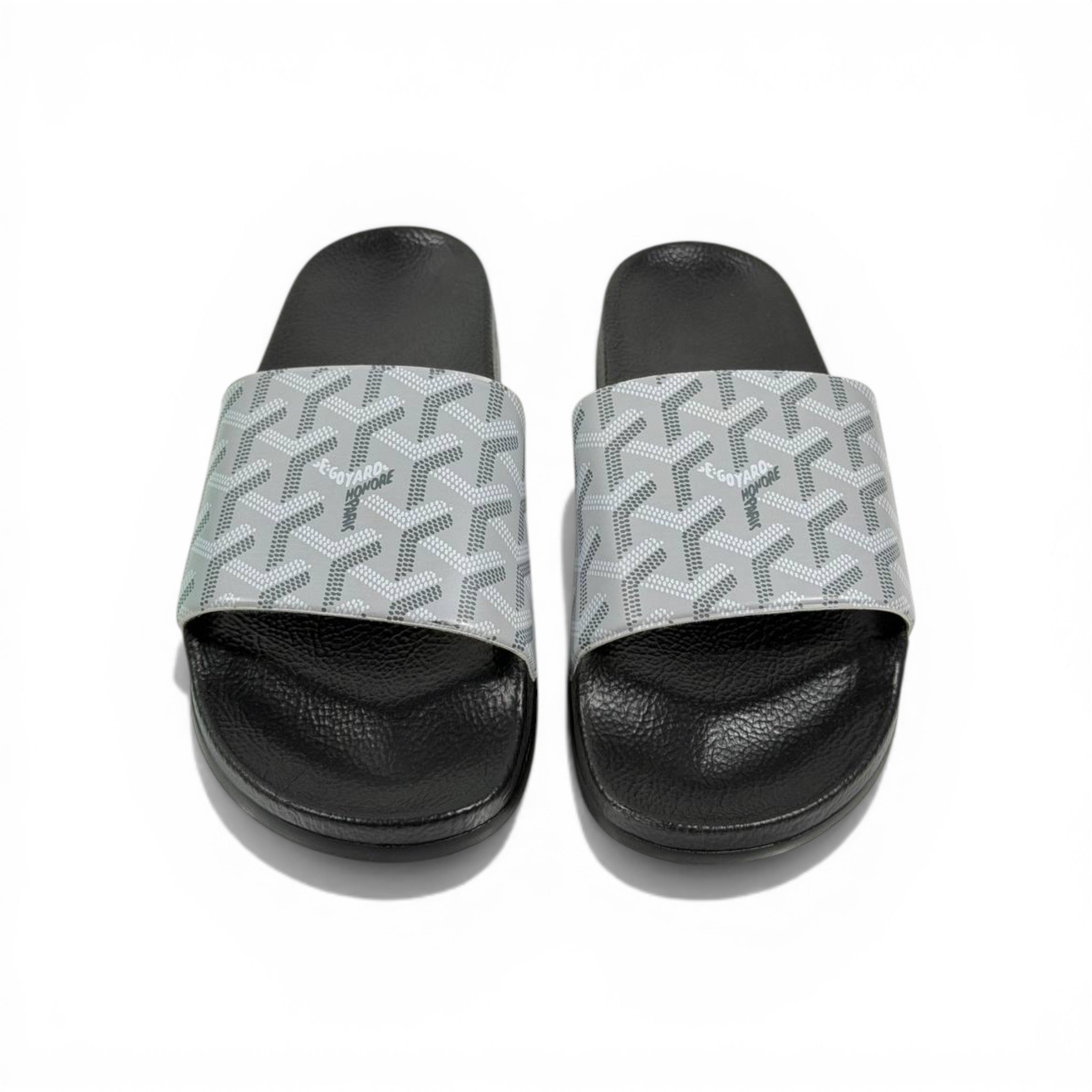⚪✨ Goyard Pattern Slides – Ice Grey Luxury Edition 💎🩴