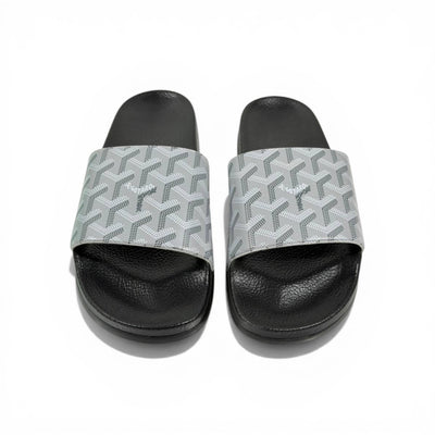 ⚪✨ Goyard Pattern Slides – Ice Grey Luxury Edition 💎🩴