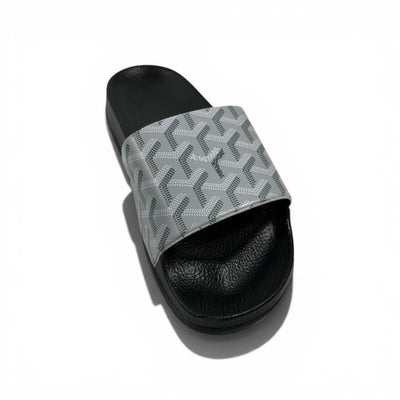 ⚪✨ Goyard Pattern Slides – Ice Grey Luxury Edition 💎🩴