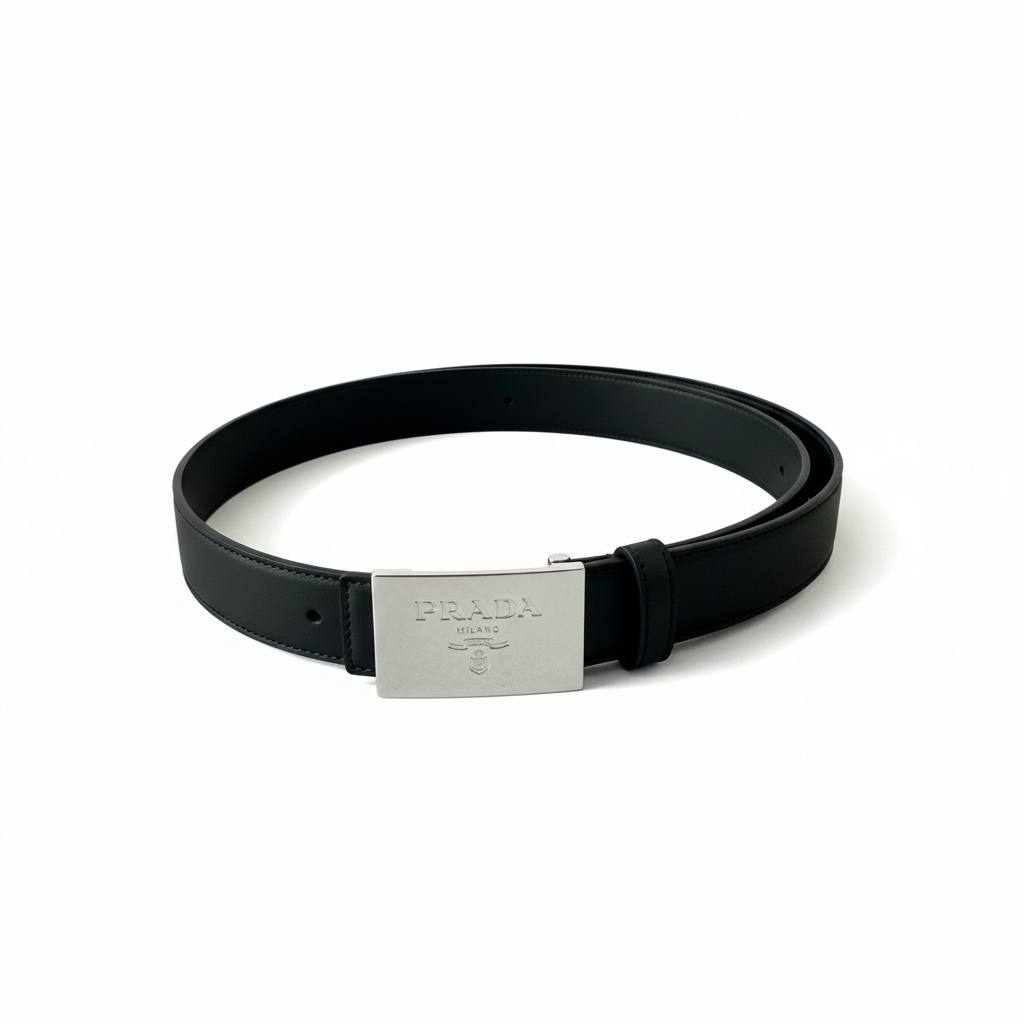 🖤 Prada Milano Leather Belt – Black Classic Elegance (125 cm)
