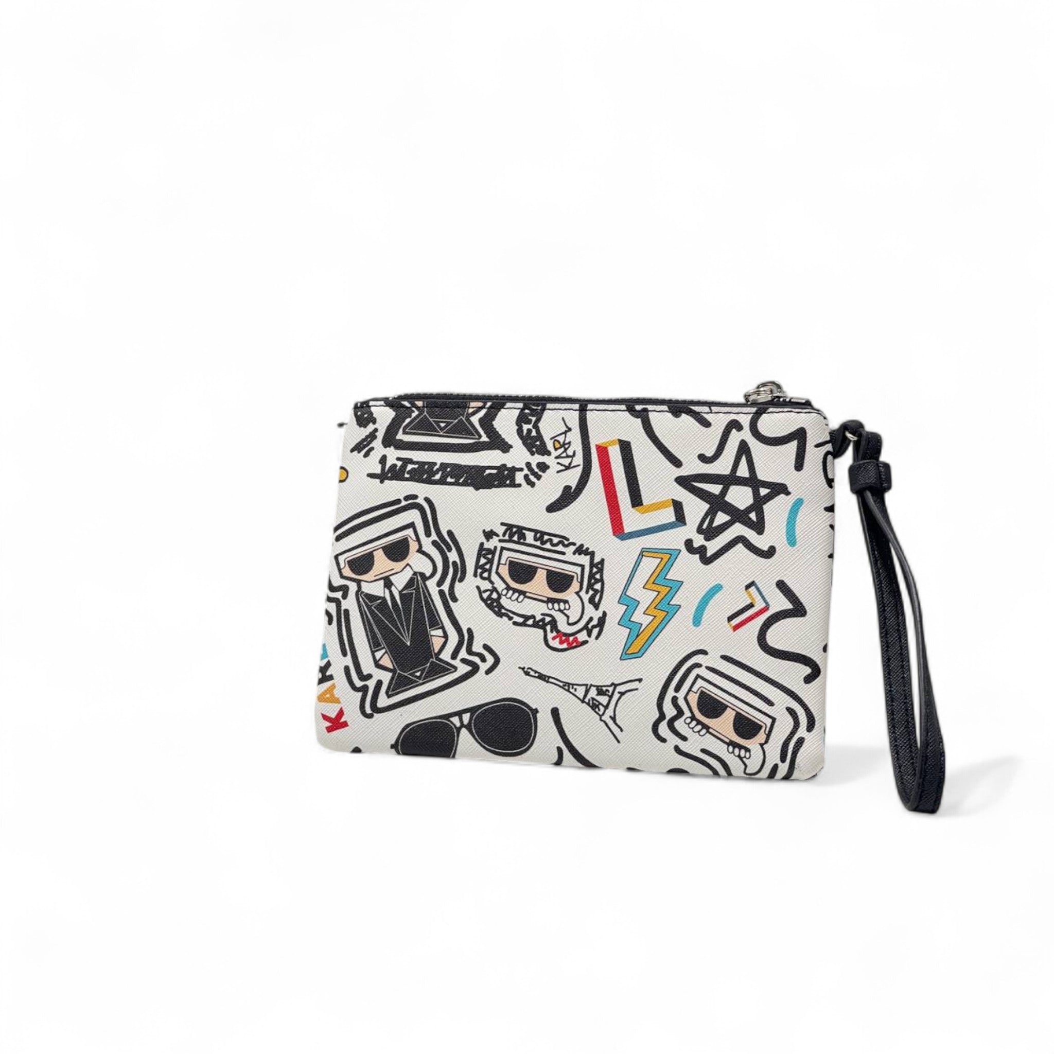 Karl Lagerfeld Graffiti Wristlet Pouch – Iconic Mini Bag 🖤🕶️