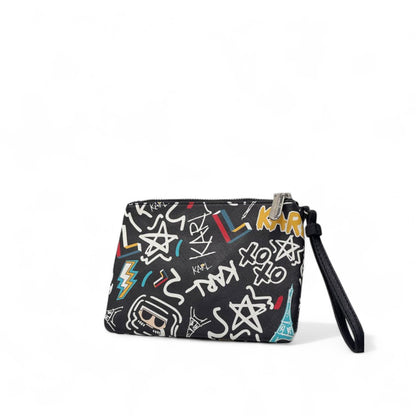 Karl Lagerfeld Black Graffiti Wristlet – Mini Iconic Pouch 🔥🖤