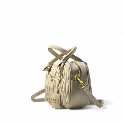 Miu Miu Quilted Luxe – Beige Crossbody with Gold Lock