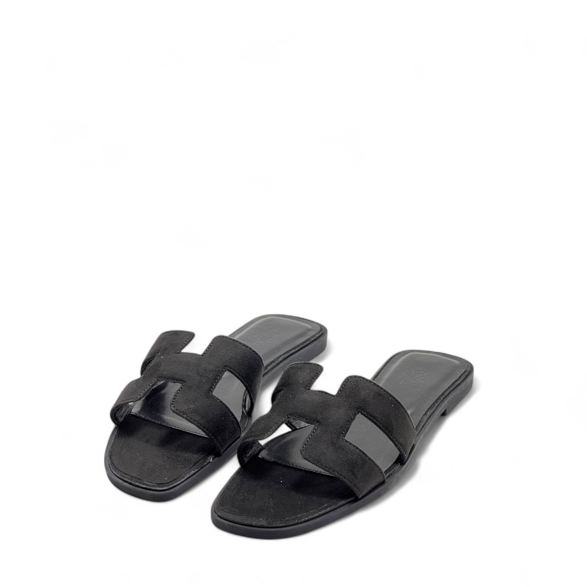 Hermès H-Style Suede Slippers – Black Chic Flats with Box 🖤