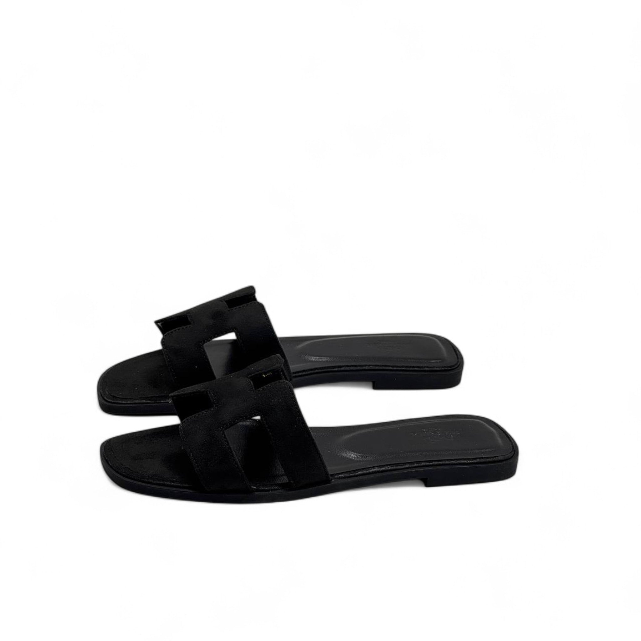 Hermès H-Style Suede Slippers – Black Chic Flats with Box 🖤