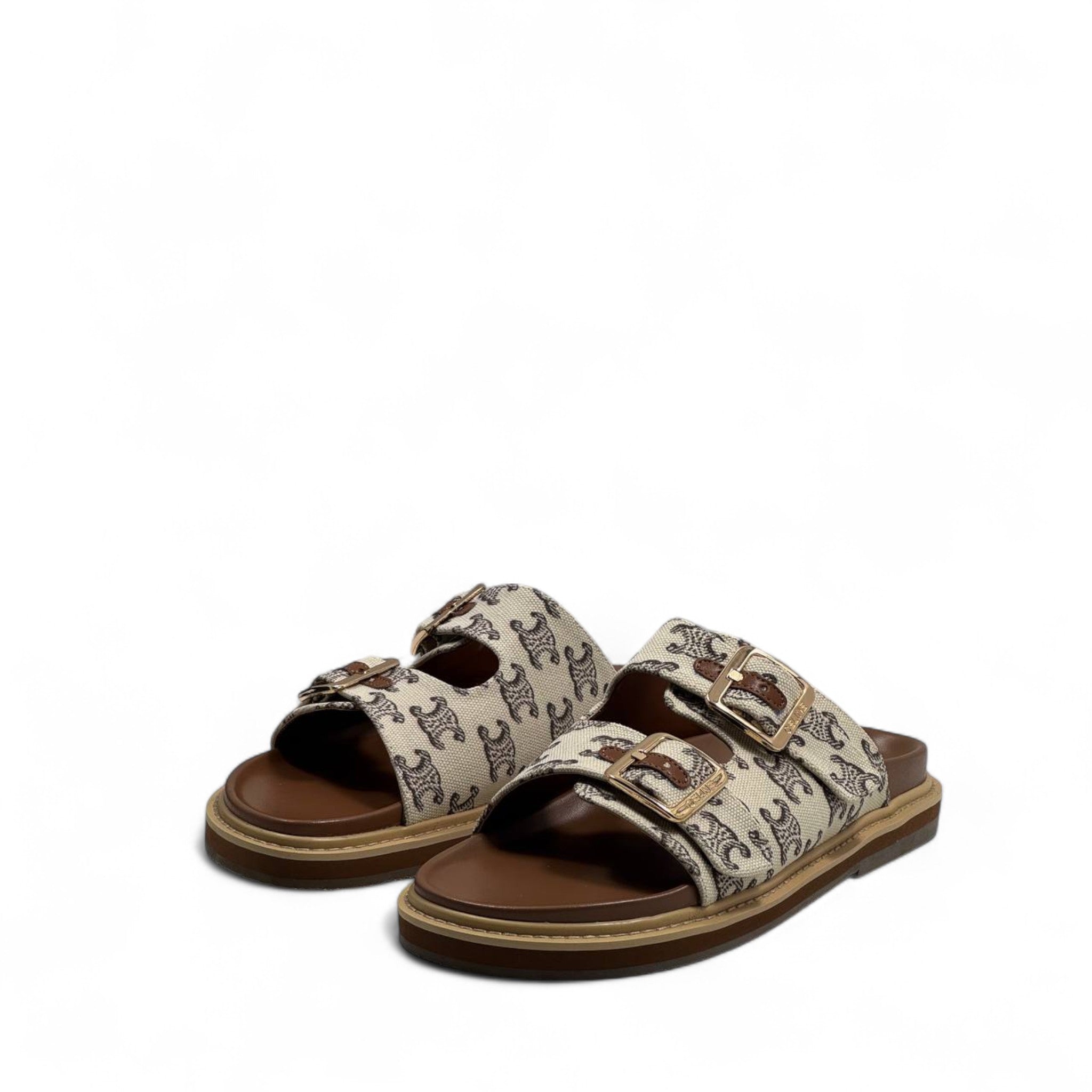 Celine Triomphe Monogram Slippers – Elegant Beige Style ✨