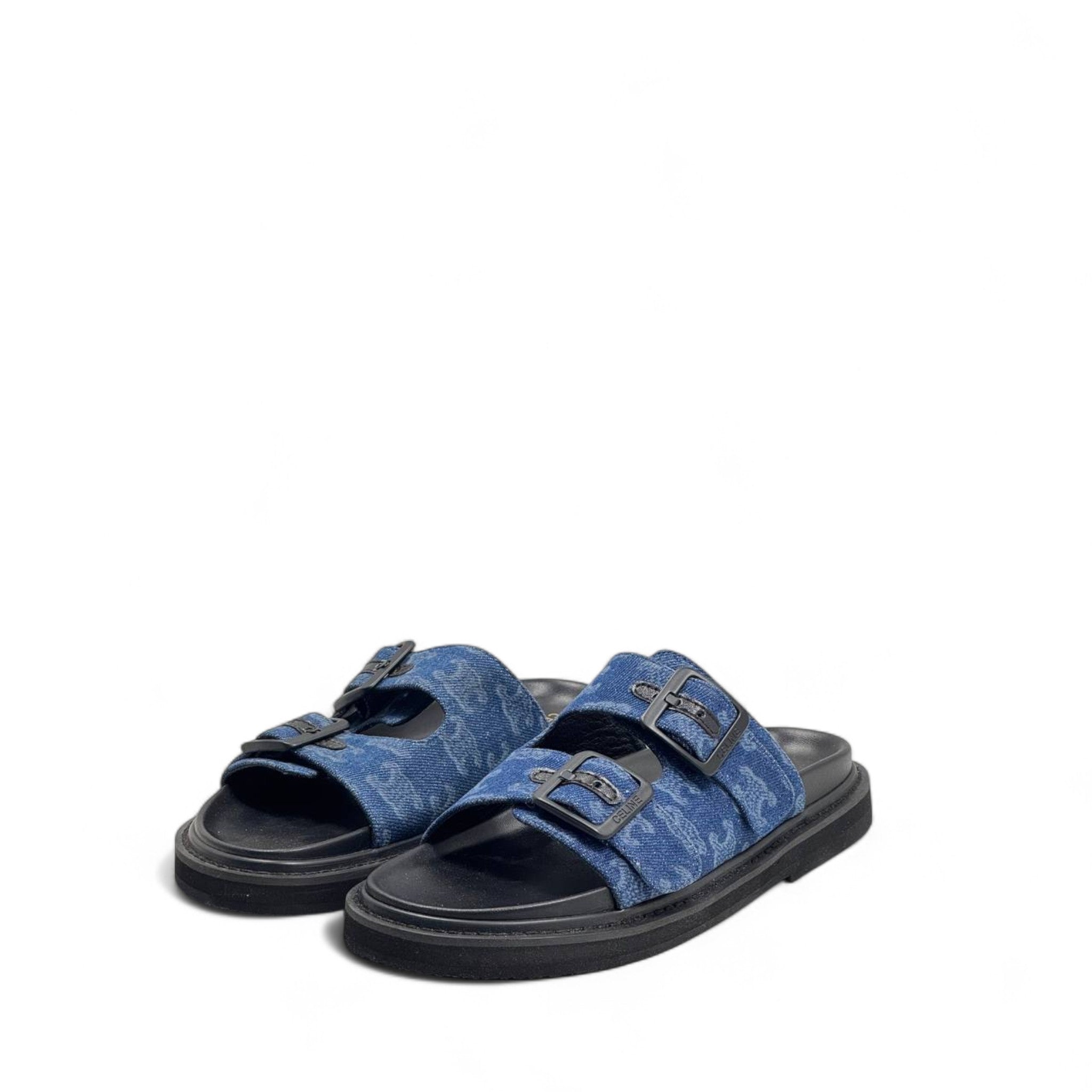 Celine Triomphe Blue Denim Slippers – Monogram Chic 🔵👣