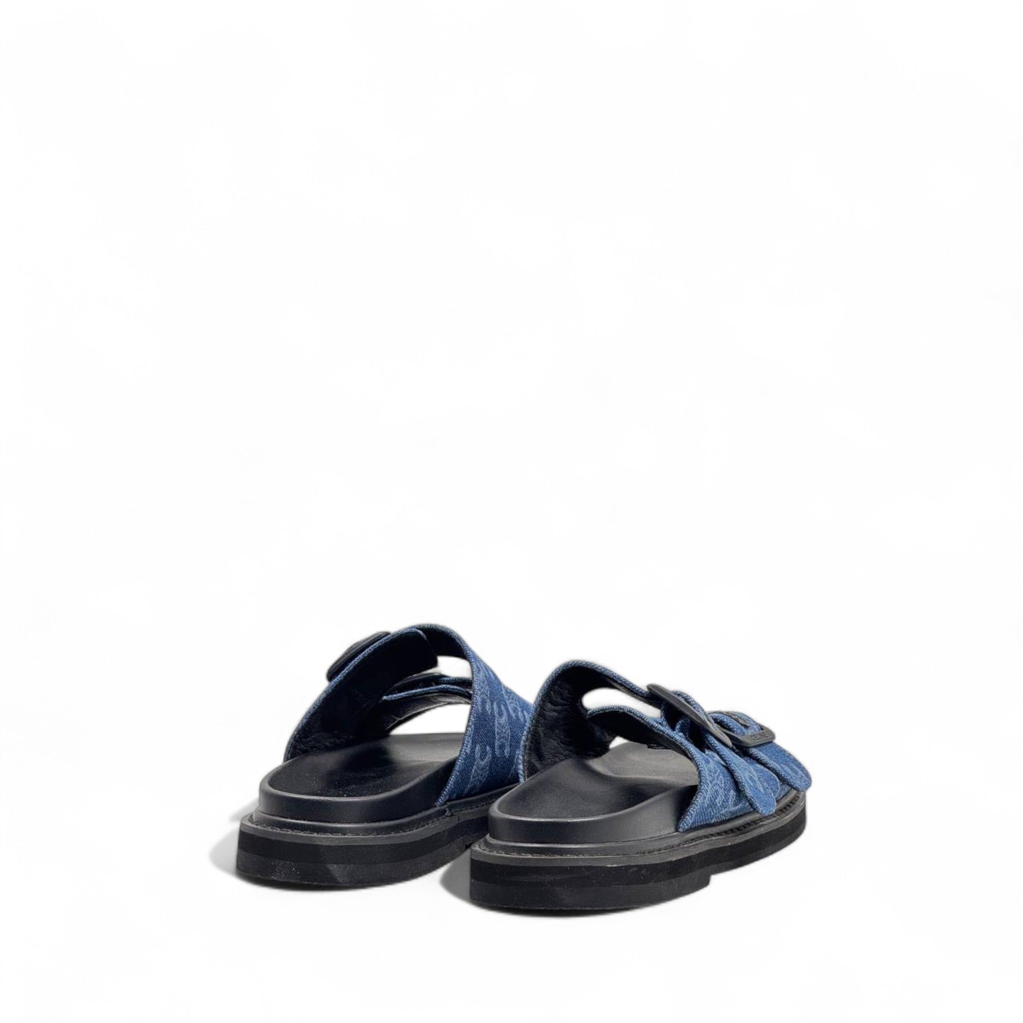 Celine Triomphe Blue Denim Slippers – Monogram Chic 🔵👣