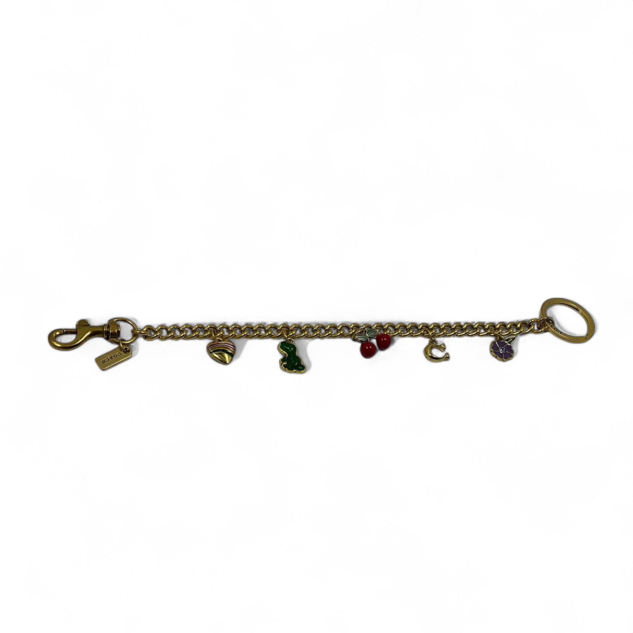 Coach Fruit Charm Keychain Bracelet 🍒🍇🍋 – Gold Finish | With Box & Tag