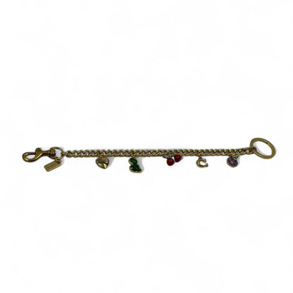 Coach Fruit Charm Keychain Bracelet 🍒🍇🍋 – Gold Finish | With Box & Tag