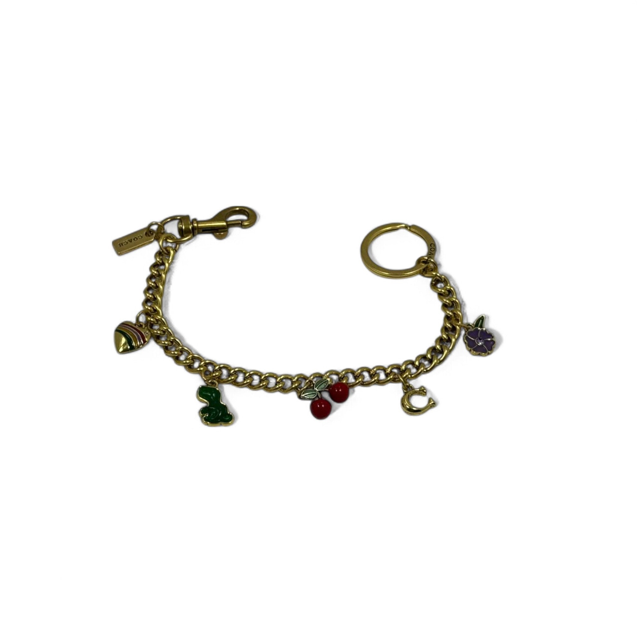 Coach Fruit Charm Keychain Bracelet 🍒🍇🍋 – Gold Finish | With Box & Tag