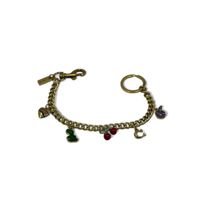 Coach Fruit Charm Keychain Bracelet 🍒🍇🍋 – Gold Finish | With Box & Tag