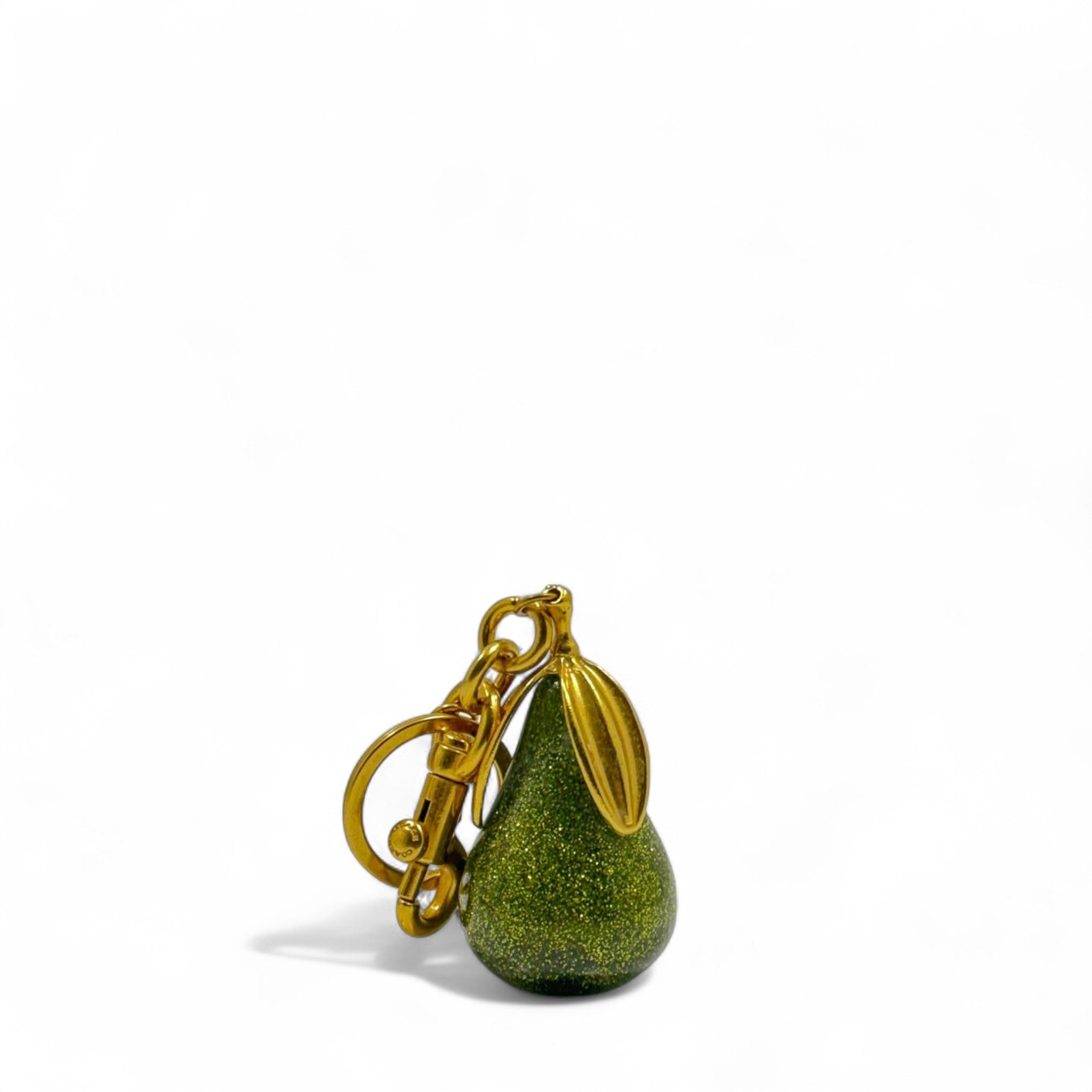 Coach Glitter Pear Keychain 🍐✨ – Gold Hardware | With Box