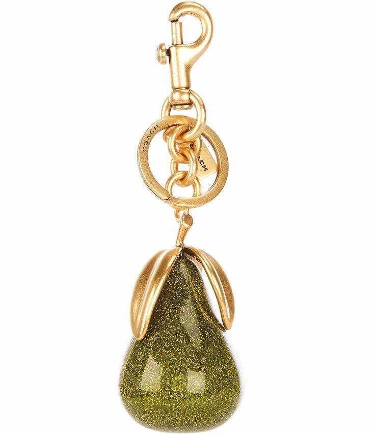Coach Glitter Pear Keychain 🍐✨ – Gold Hardware | With Box