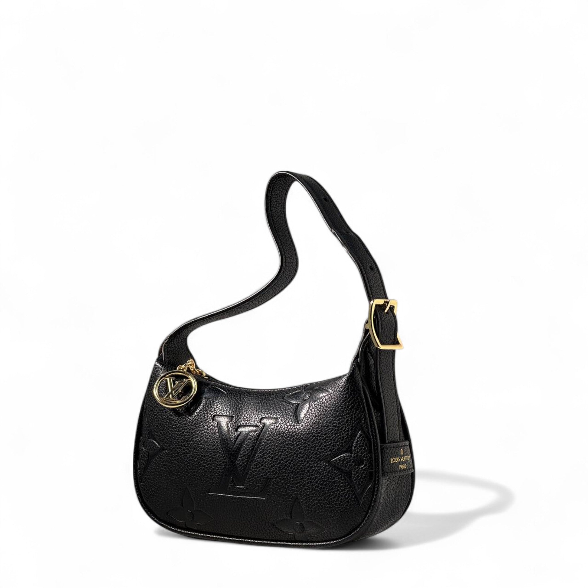 Louis Vuitton Black Empreinte Leather Shoulder Bag with Charm 🖤✨