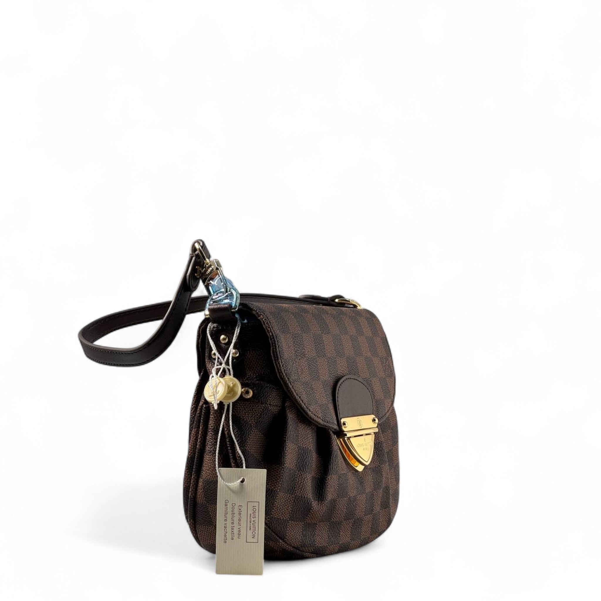 Louis Vuitton Damier Ebene Flap Shoulder Bag with Gold Lock 🔒❤️