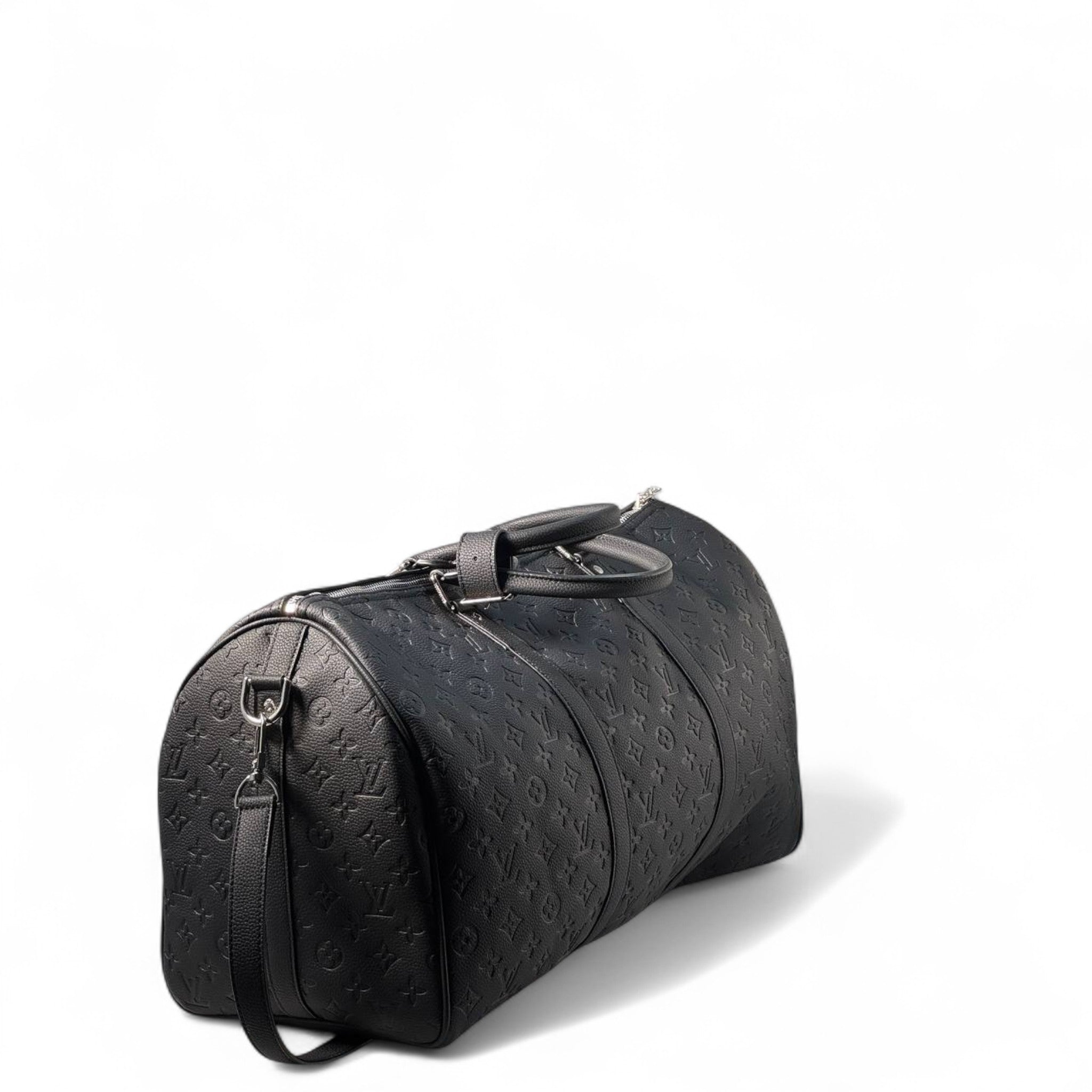 Louis Vuitton Black Embossed Keepall Bag with Colorful Floral Accents 🌼🖤