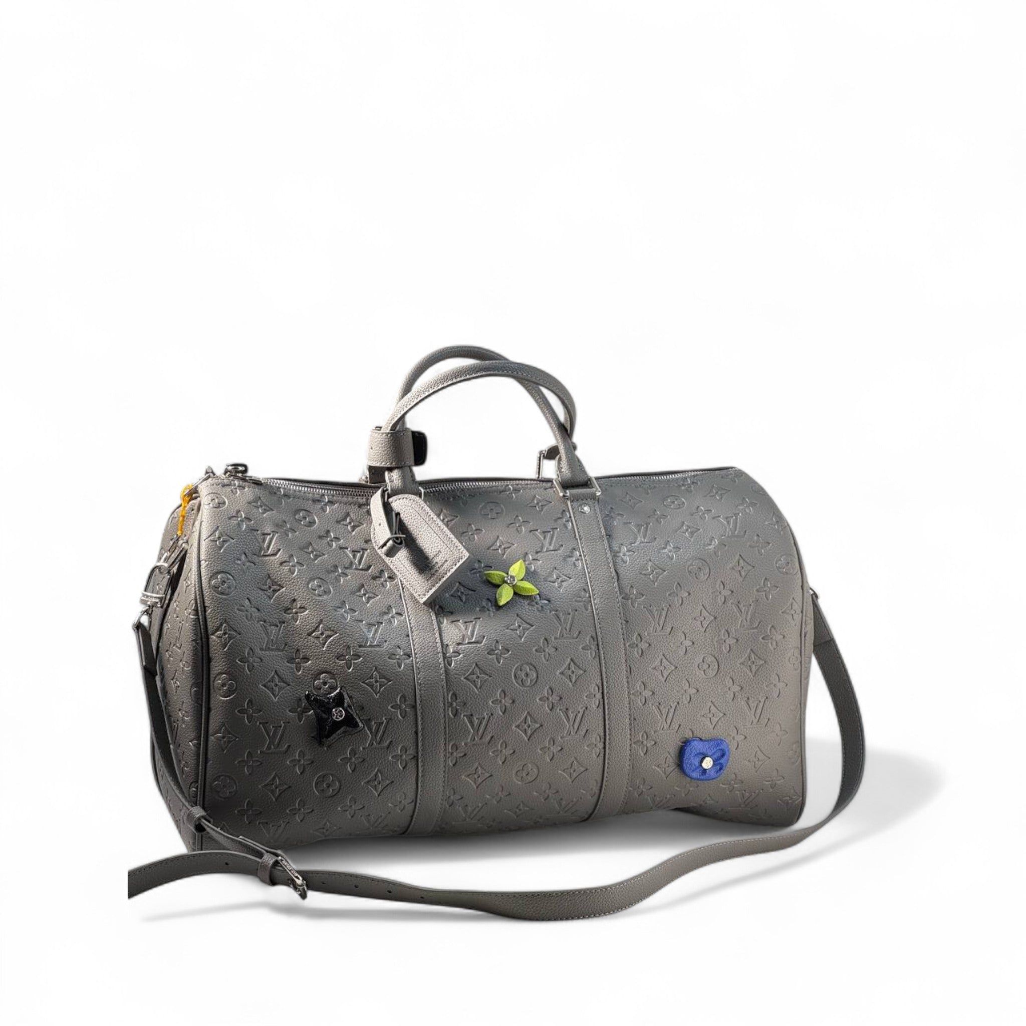 Louis Vuitton Grey Monogram Embossed Keepall with Color Accents 🌸🧳