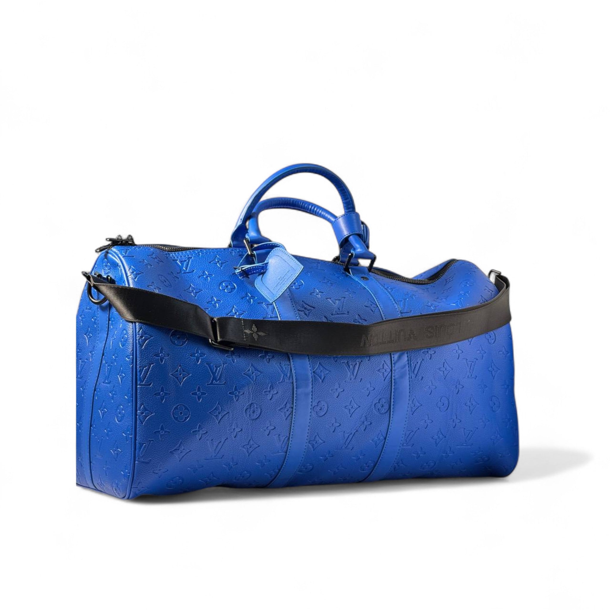 Louis Vuitton Blue Monogram Leather Keepall Bandoulière Bag 💙🧳