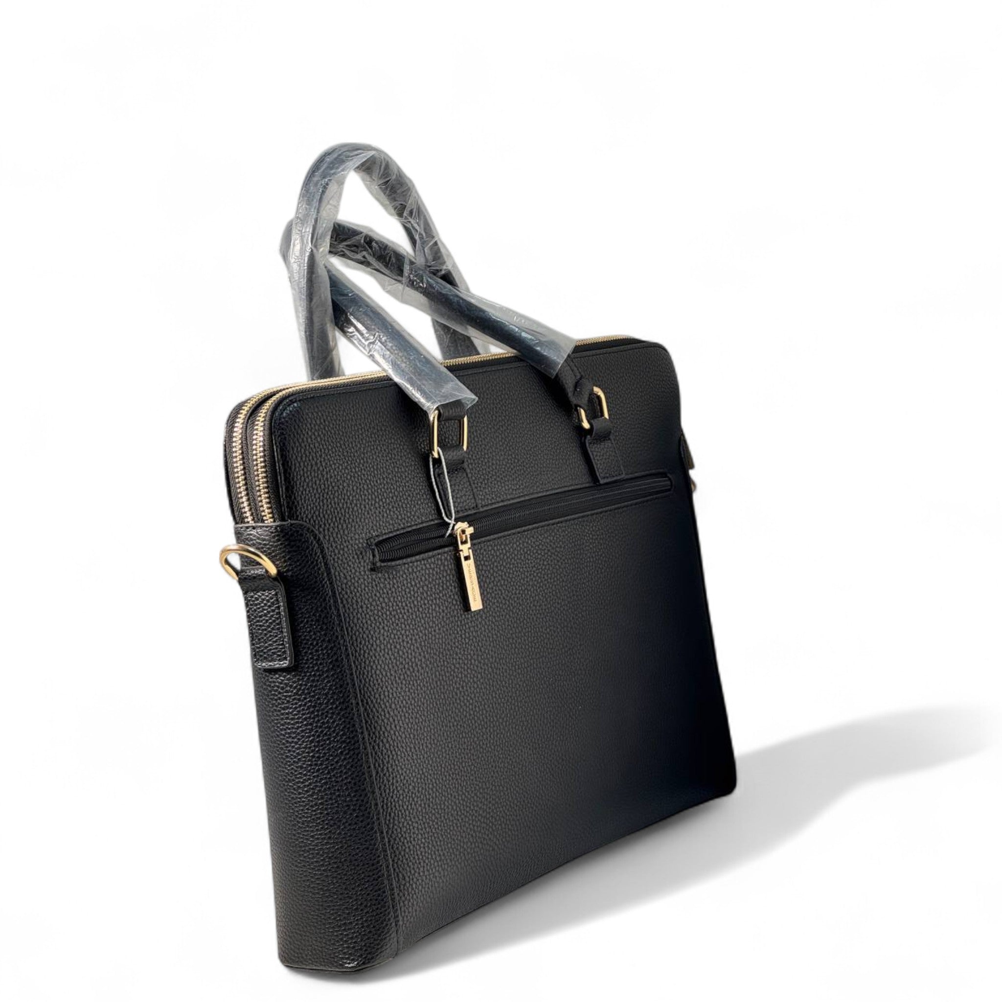 Versace Black Embossed Leather Briefcase with Gold Medusa Logo 🖤🧳