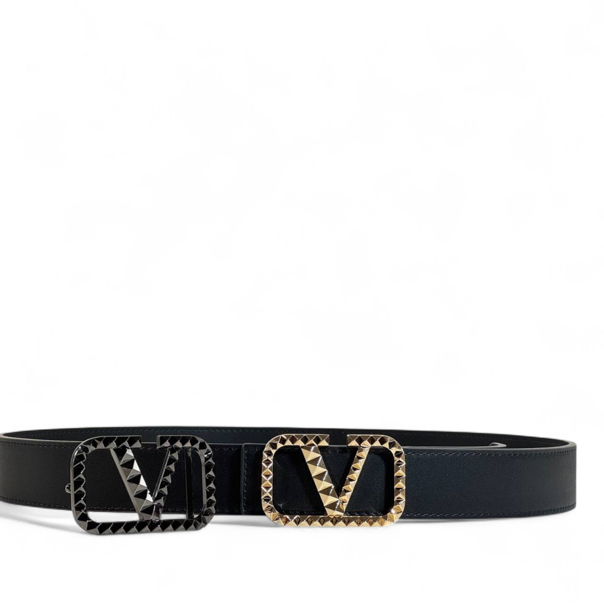 Valentino Garavani Belt Set 🖤✨ | 2 Signature Studded “V” Buckles • Luxury Gift Box|115cm