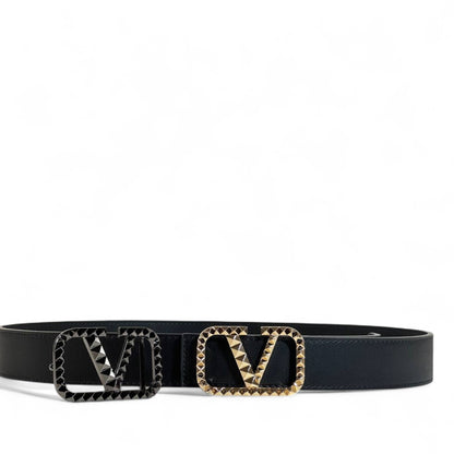 Valentino Garavani Belt Set 🖤✨ | 2 Signature Studded “V” Buckles • Luxury Gift Box|115cm