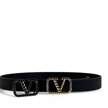 Valentino Garavani Belt Set 🖤✨ | 2 Signature Studded “V” Buckles • Luxury Gift Box|115cm