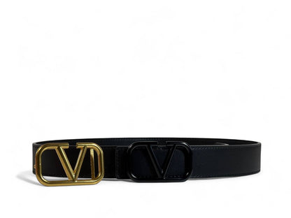 Valentino Garavani Belt Set 🖤✨ | 115 cm • Gold & Black “V” Buckles • Signature Red Gift Box