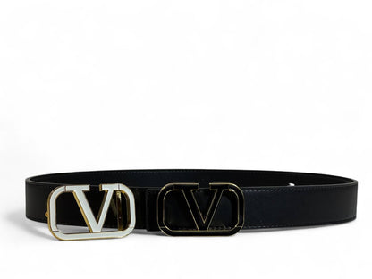 Valentino Garavani Belt Set 🖤✨ | 120 cm • Gold & Black “V” Buckles • Signature Red Gift Box
