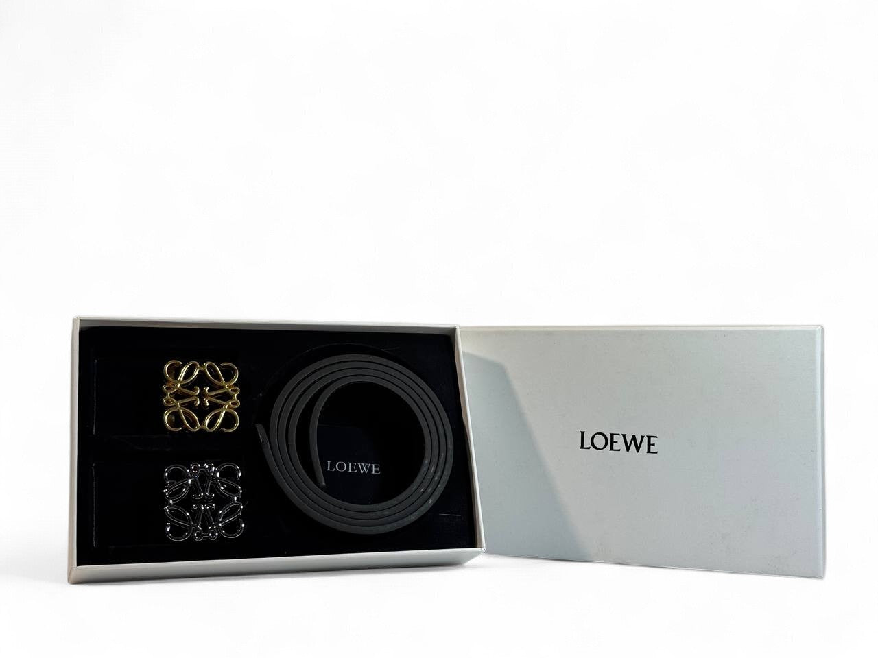 Loewe Belt Set 🖤✨ | 125 cm • Gold & Silver Icon Buckles • Signature Gift Box