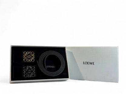 Loewe Belt Set 🖤✨ | 125 cm • Gold & Silver Icon Buckles • Signature Gift Box