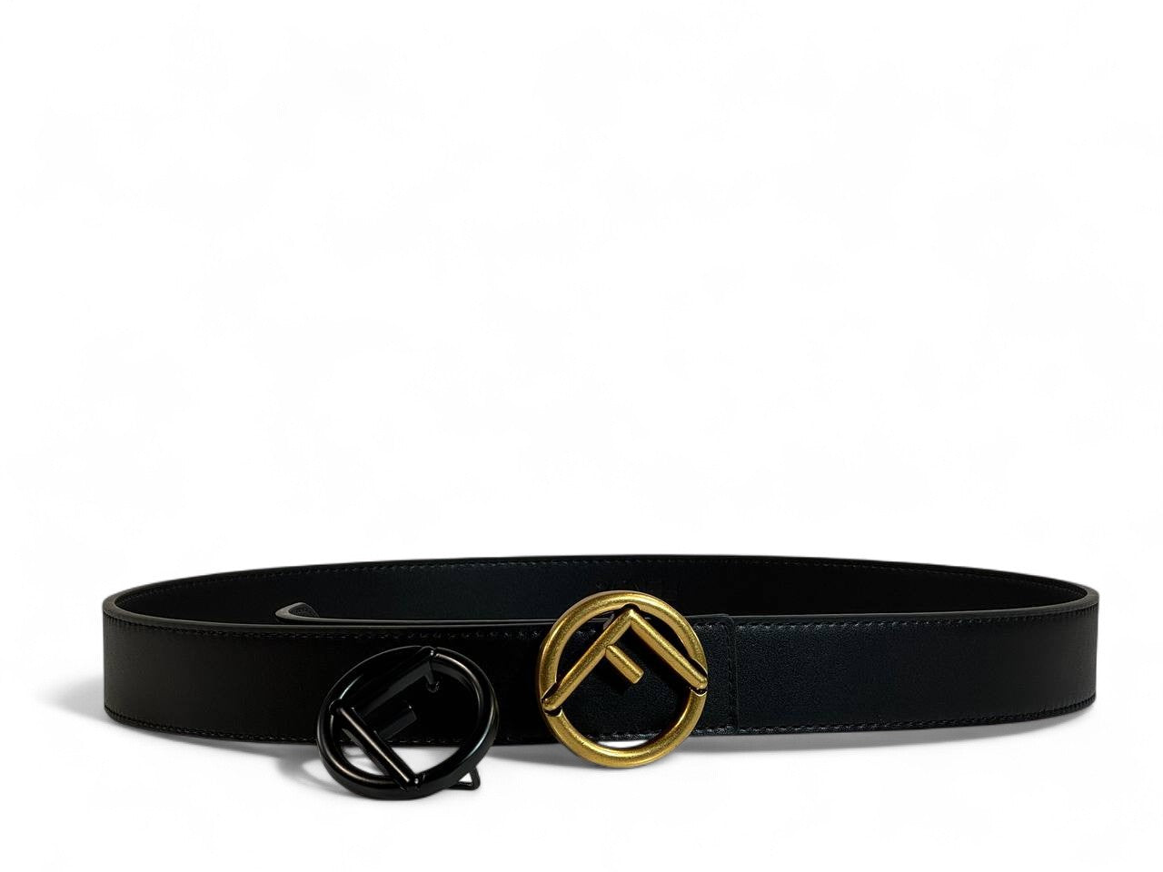 Fendi Belt Set 💛🖤 | 125 cm • Round Gold & Black “F” Buckles • Signature Yellow Gift Box