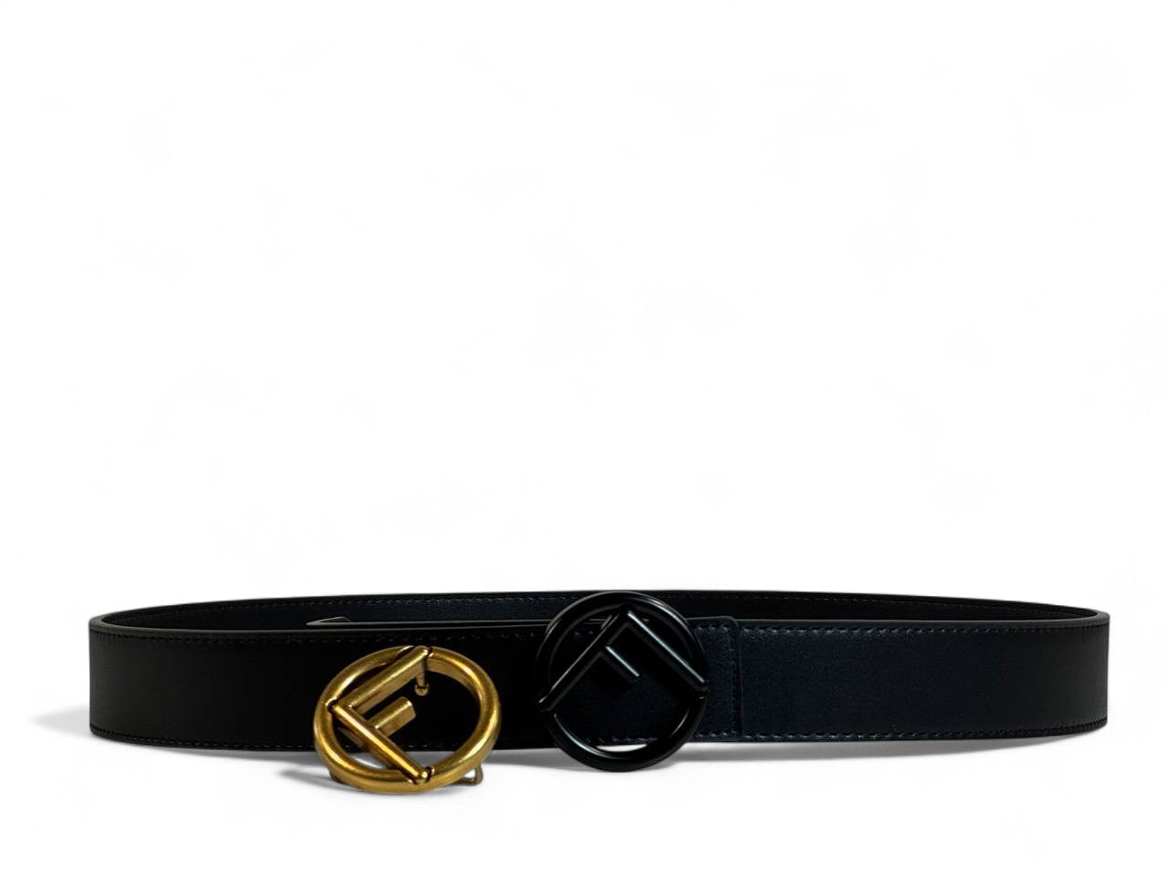 Fendi Belt Set 💛🖤 | 125 cm • Round Gold & Black “F” Buckles • Signature Yellow Gift Box
