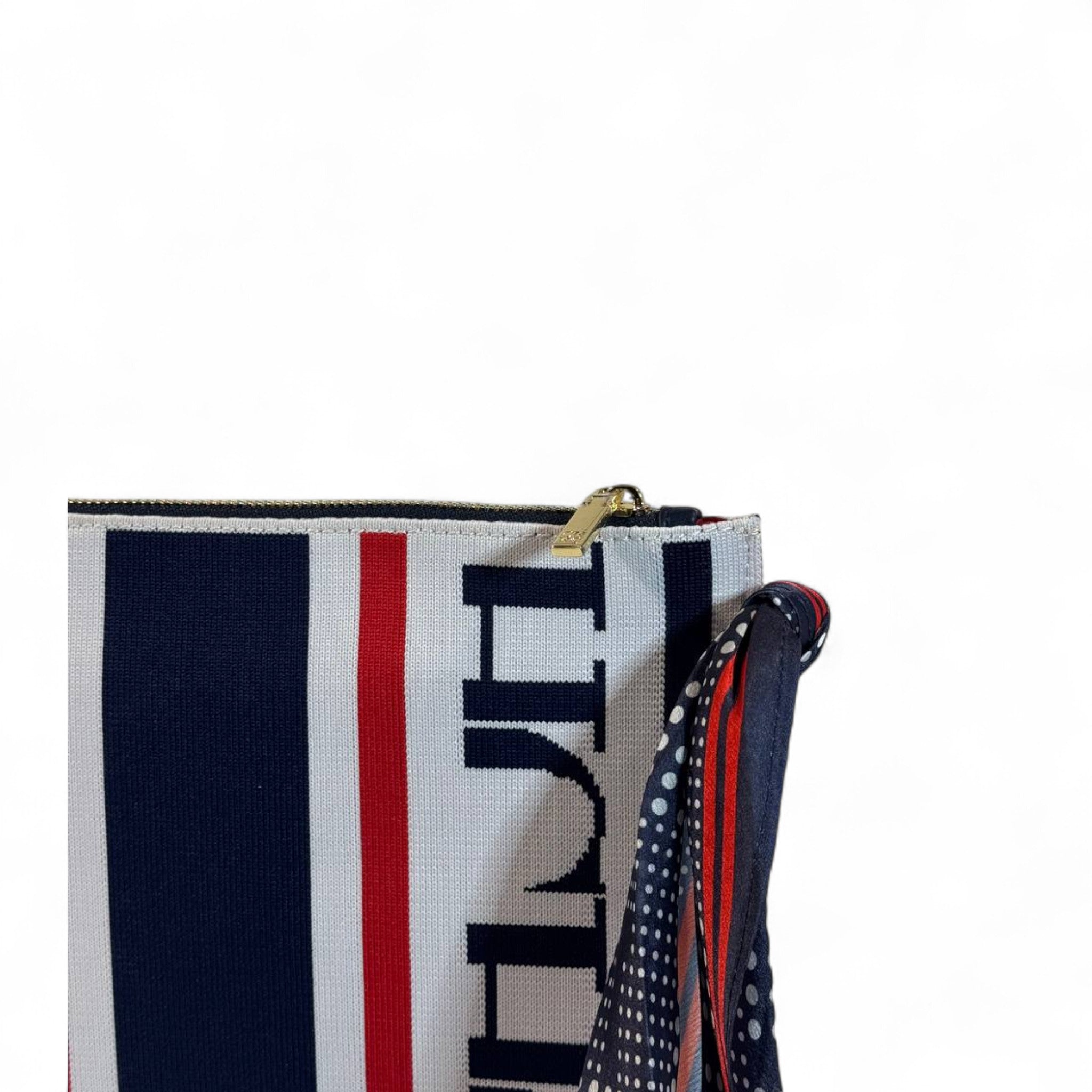 CH Carolina Herrera Monogram Clutch 👜✨ | Navy • White • Red Stripes • Silk Scarf Accent