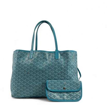 Goyard Tote Bag 💙✨ | Turquoise Blue • Signature Chevron Pattern • Matching Pouch
