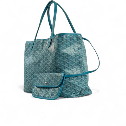 Goyard Tote Bag 💙✨ | Turquoise Blue • Signature Chevron Pattern • Matching Pouch