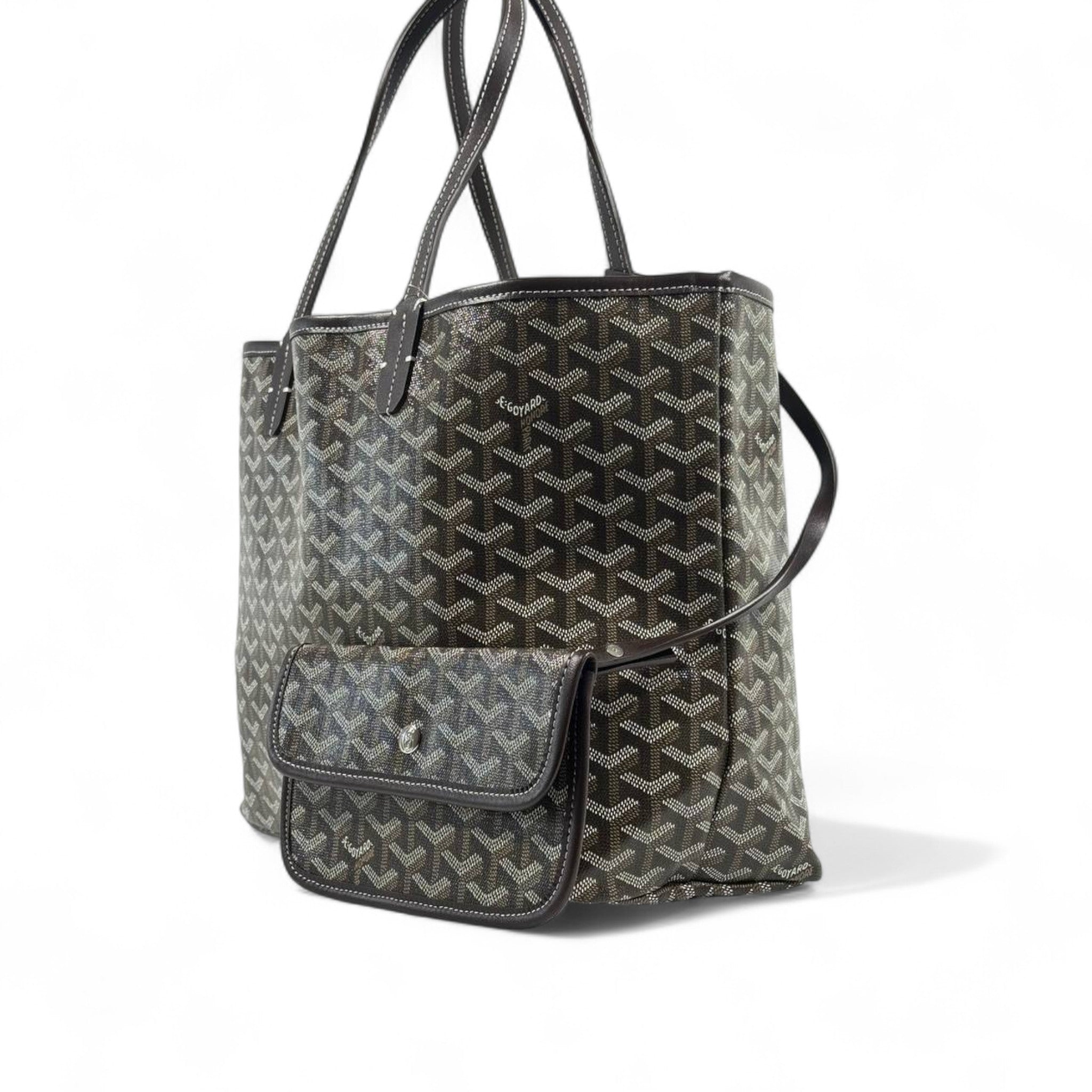 Goyard Tote Bag 🖤✨ | Classic Brown • Signature Chevron Pattern • Matching Pouch