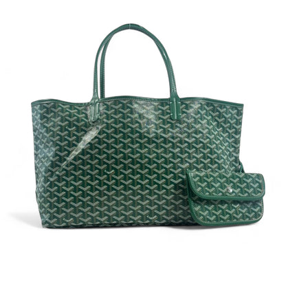Goyard Tote Bag 💚✨ | Emerald Green • Signature Chevron Pattern • Matching Pouch
