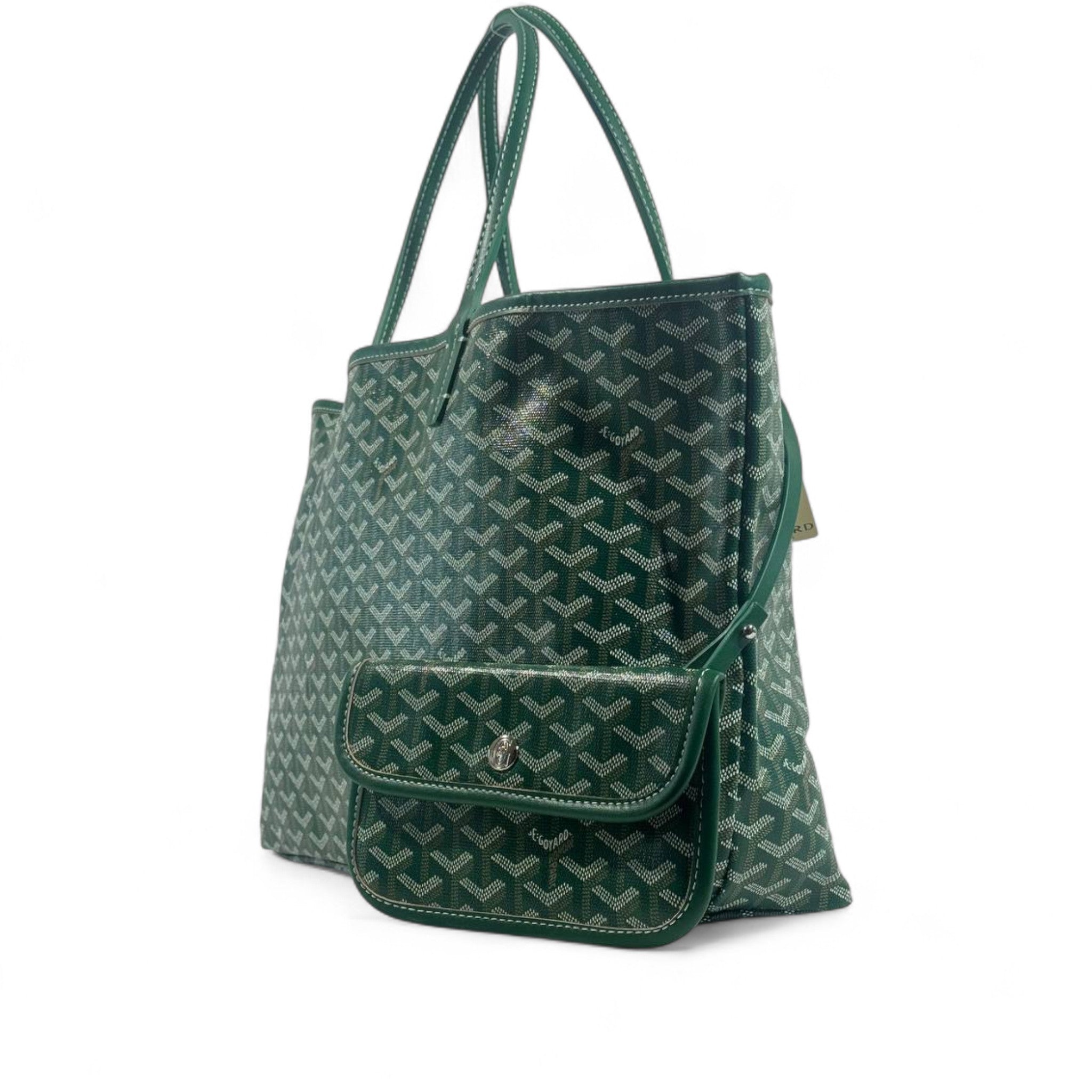 Goyard Tote Bag 💚✨ | Emerald Green • Signature Chevron Pattern • Matching Pouch