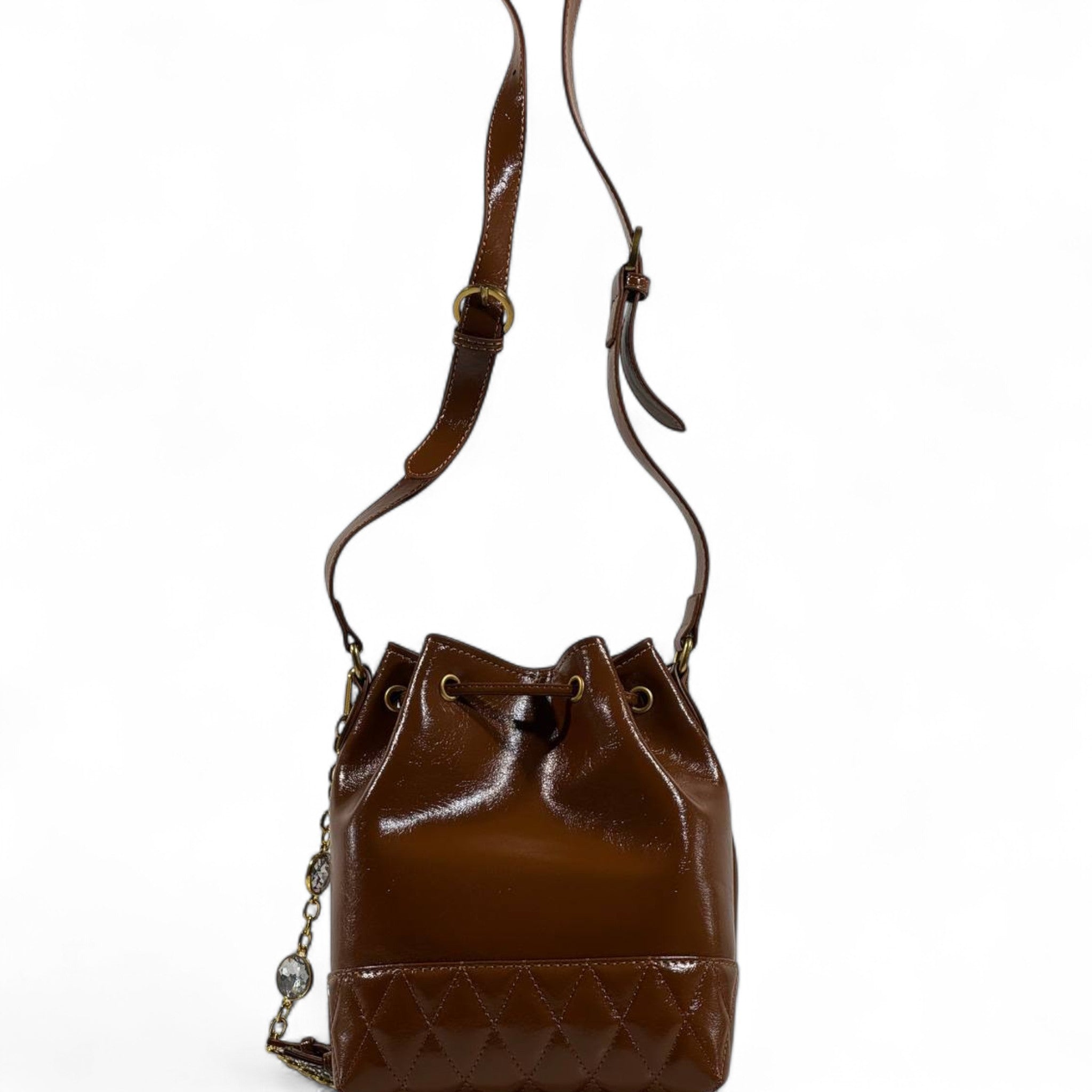 👜 Miu Miu Brown Bucket Bag ✨ | Crystal Chain Luxury Statement