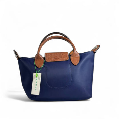 Longchamp Le Pliage Top Handle Bag 💙 Navy & Brown | Elegant Crossbody