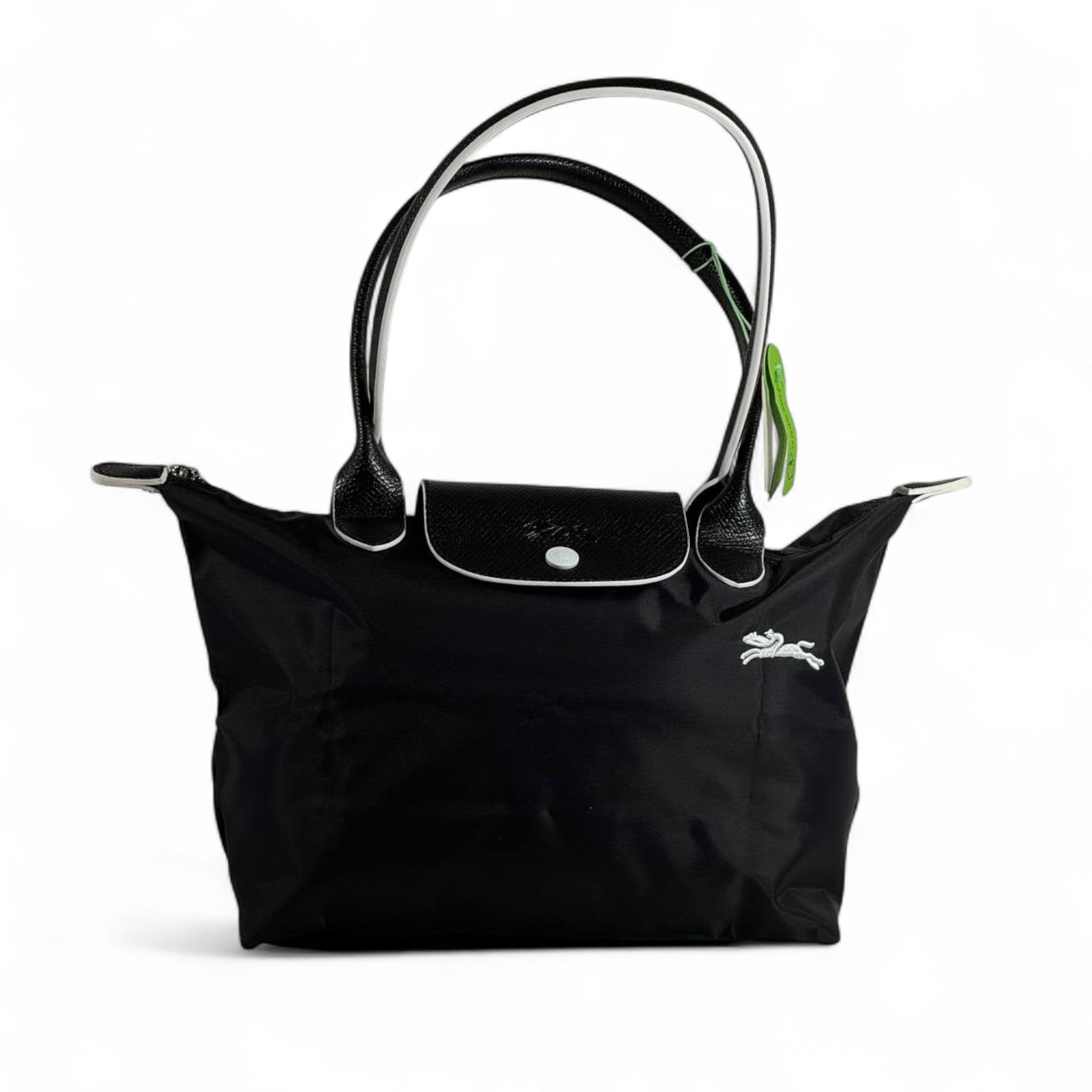 Longchamp Le Pliage Top Handle Bag 💙 Navy Blue with Brown Leathery