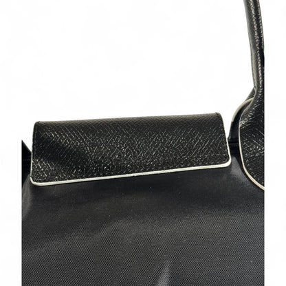 Longchamp Le Pliage Top Handle Bag 💙 Navy Blue with Brown Leathery