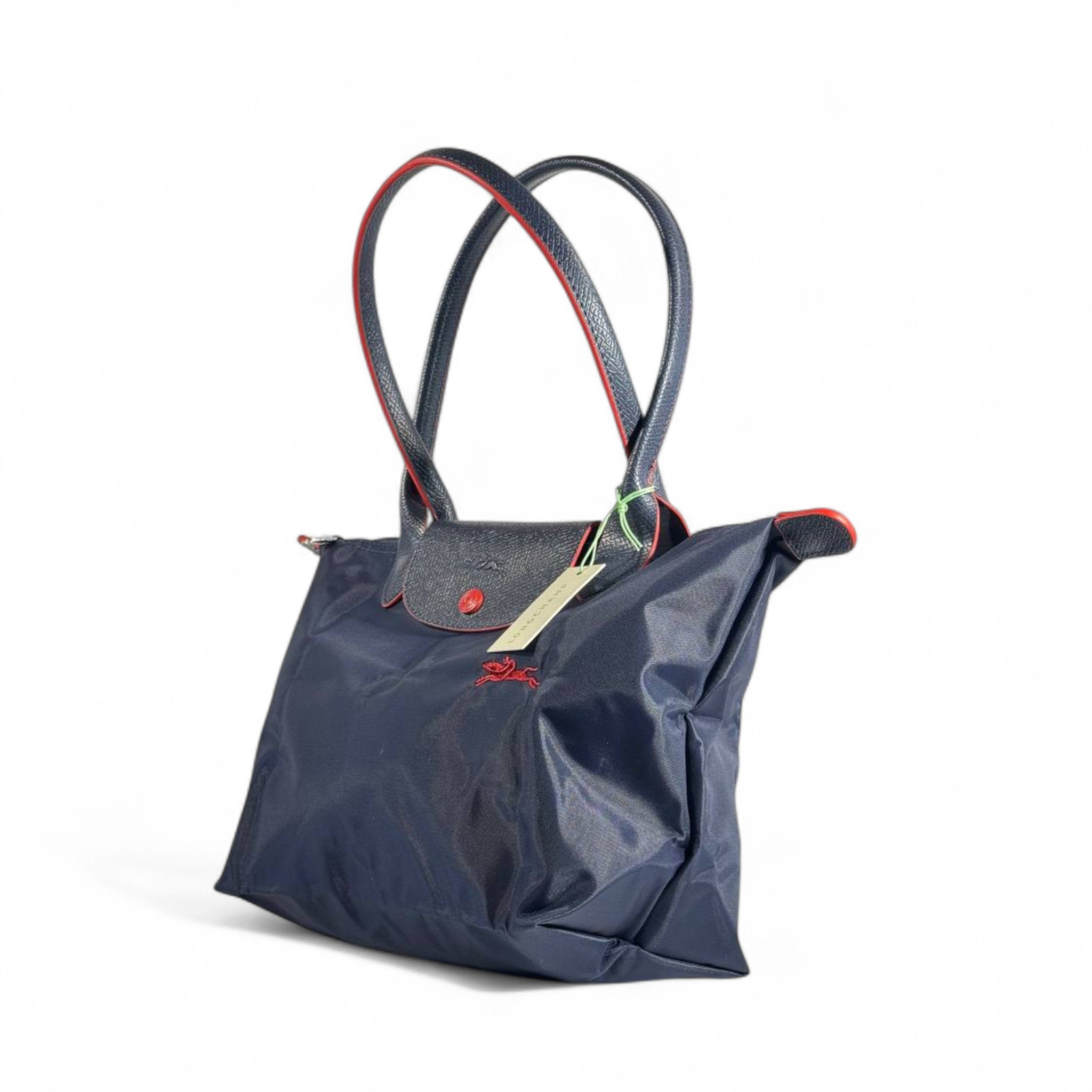 Longchamp Le Pliage Tote 💙 Pepsi Color (Navy & Red)