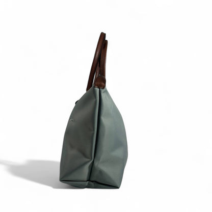 Longchamp Le Pliage Tote 🌿 Sage Green & Brown – Timeless Chic